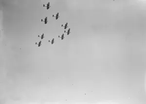 The RAF Display at Hendon 9 Hawker Demon fighter aircraft flying in tight formation The RAF Display at Hendon 9 Hawker Demon fighter aircraft flying in tight formation