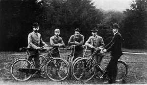 Royal cyclists at Fredensborg Denmark. Left to right: Prince Waldemar of Denmark Royal cyclists at Fredensborg Denmark. Left to right: Prince Waldemar of Denmark