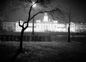 Royal Wedding. A view of the floodlit Horse Guards Parade, during the floodlighting this evening Royal Wedding. A view of the floodlit Horse Guards Parade, during the floodlighting this evening