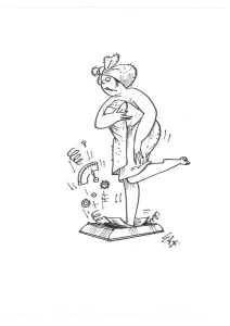 Scales / weight / diet / dieter. Usually paying little or no attention to political correctness Scales / weight / diet / dieter. Usually paying little or no attention to political correctness