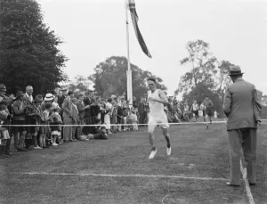 Sidcup scouts sports. A scout races for the finishing line. 1937 Sidcup scouts sports. A scout races for the finishing line. 1937