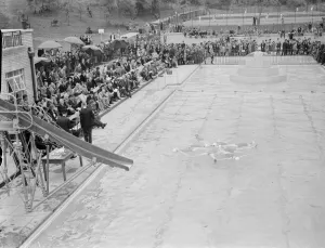 Sir E H Pelham at the opening of the new swimming baths in Crayford, Kent Sir E H Pelham at the opening of the new swimming baths in Crayford, Kent