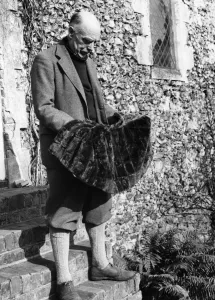 Sir Stephen Tallens seen here with a mosesk in wrap made from moles caught by him Sir Stephen Tallens seen here with a mosesk in wrap made from moles caught by him