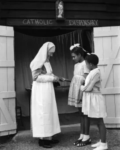 Sister Veronica of The Roman Catholic Dispensary in the hop fields of Paddock Wood Sister Veronica of The Roman Catholic Dispensary in the hop fields of Paddock Wood