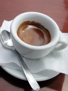 Small cup of strong espresso coffee, served in outdoor cafe in Amalfi, Italy credit Small cup of strong espresso coffee, served in outdoor cafe in Amalfi, Italy credit