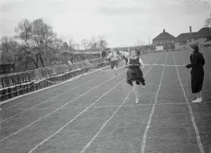 Sports day at the Swanley Horticultural College in Kent. The running event Sports day at the Swanley Horticultural College in Kent. The running event