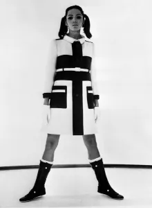 This striking Winter topcoat could only have been created by Courreges. On a slender This striking Winter topcoat could only have been created by Courreges. On a slender