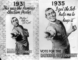 UK 1935 election poster from the National Government - a coalition of Conservatives UK 1935 election poster from the National Government - a coalition of Conservatives