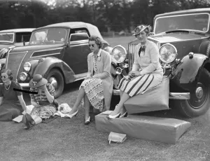 Watching the polo at Cowdray Park, Sussex, Miss Georgina Wernher and her mother Watching the polo at Cowdray Park, Sussex, Miss Georgina Wernher and her mother