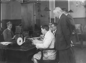 Western Union cable station. West of England. Western Union operators at work. 1921 Western Union cable station. West of England. Western Union operators at work. 1921