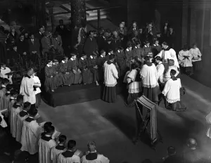 At Westminster Cathedral, Cardinal Bourne, in accord with ancient custom, washing At Westminster Cathedral, Cardinal Bourne, in accord with ancient custom, washing