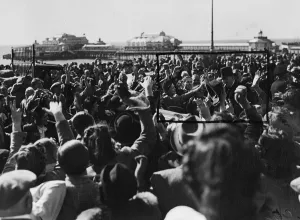 Winston Churchill is given a great ovation as he visits the town of Brighton to receive Winston Churchill is given a great ovation as he visits the town of Brighton to receive