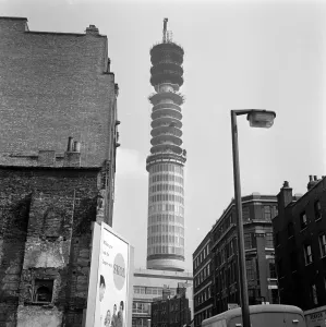 Worms eye view of the new television and radio telephony tower buiilt in the Bloomsbury Worms eye view of the new television and radio telephony tower buiilt in the Bloomsbury