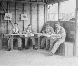 Wounded soldiers stenciling at the Princess Louise Military Orthopaedic Hospital Wounded soldiers stenciling at the Princess Louise Military Orthopaedic Hospital