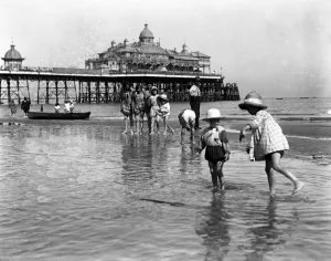 Young children having holiday fun in the sea at Eastbourne. 9 August 1916 Young children having holiday fun in the sea at Eastbourne. 9 August 1916
