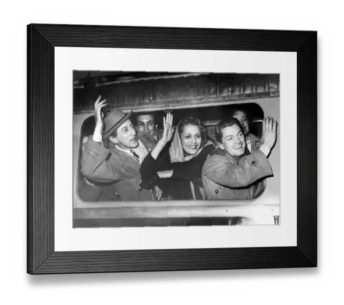 Framed Print : Jean Cocteau, the famous playwright-producer (left); Andree Debar, actress (centre) Framed Print : Jean Cocteau, the famous playwright-producer (left); Andree Debar, actress (centre)
