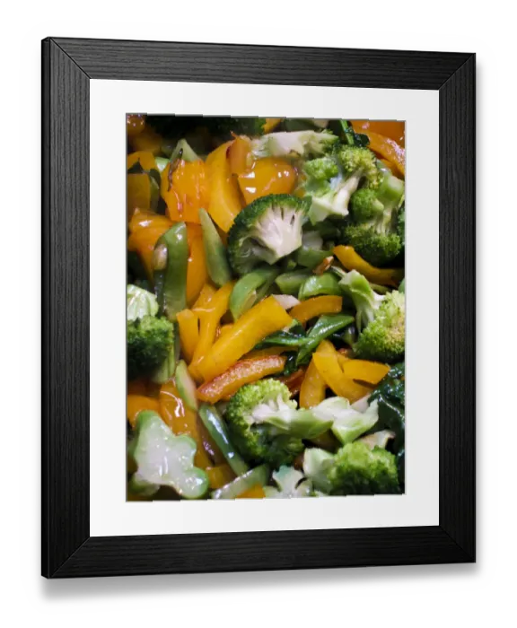 Framed Print : Quickly stir fried, mixed vegetables in the pan credit: Marie-Louise Avery / thePictureKitchen Framed Print : Quickly stir fried, mixed vegetables in the pan credit: Marie-Louise Avery / thePictureKitchen