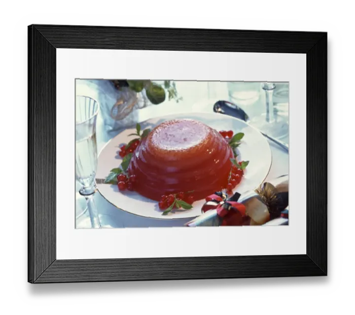 Framed Print : Alternative Christmas dessert - jelly (jello) of red berries set in fluted bowl