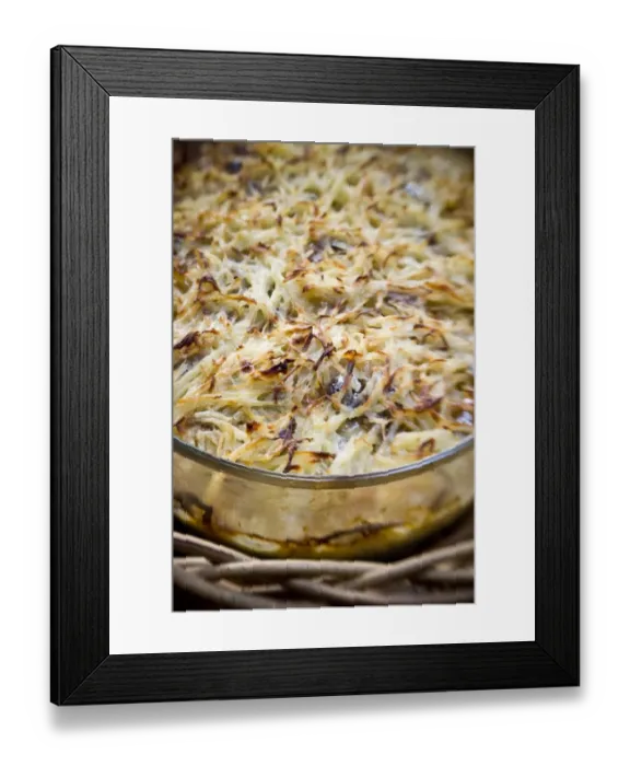 Framed Print : Janssons Temptation, (Janssons Frestelse) a classic Swedish dish of potato, onion