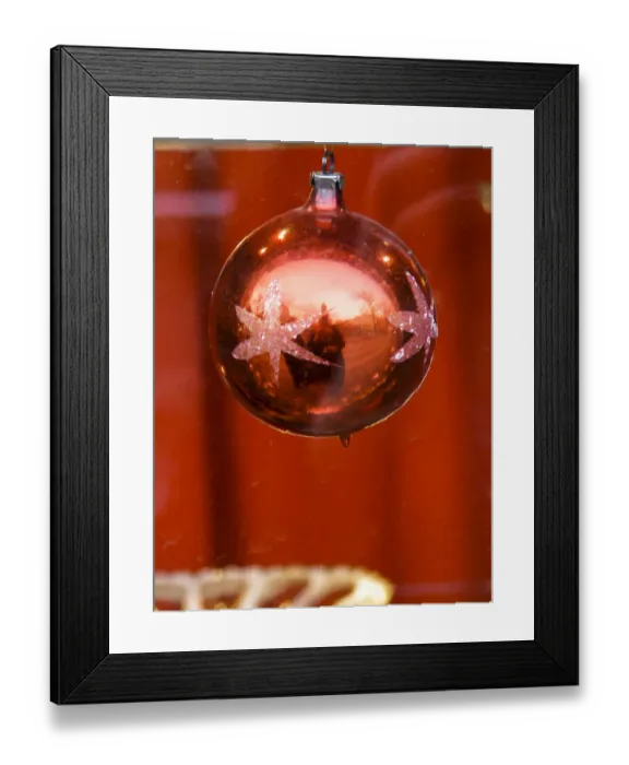 Framed Print : Decorative antique Christmas hanging bauble in shop window in Gothenburg, Sweden credit