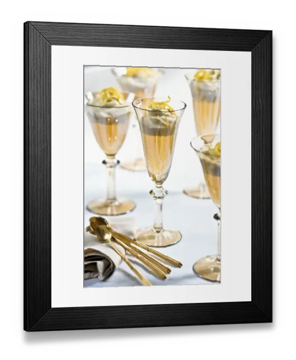 Framed Print : Champagne jellies - desserts for a special dinner party credit: Marie-Louise Avery Framed Print : Champagne jellies - desserts for a special dinner party credit: Marie-Louise Avery