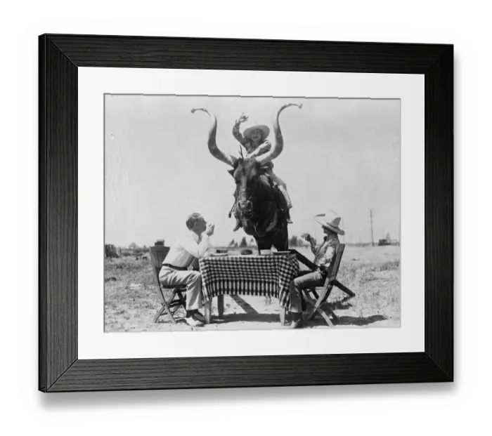 Framed Print : Steer clear, just. This lunch party at Burbank, California, must think the meat course Framed Print : Steer clear, just. This lunch party at Burbank, California, must think the meat course