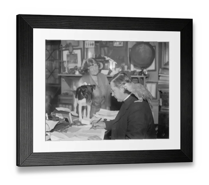 Framed Print : The Parish pets. Fox terrier and parrot attends all meetings. Rev Pennington Bickford Framed Print : The Parish pets. Fox terrier and parrot attends all meetings. Rev Pennington Bickford
