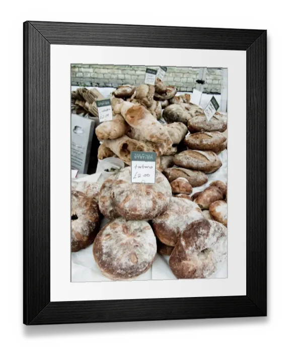 Framed Print : Bread stall in Whitecross Street market London, EC1 credit: Marie-Louise Avery Framed Print : Bread stall in Whitecross Street market London, EC1 credit: Marie-Louise Avery
