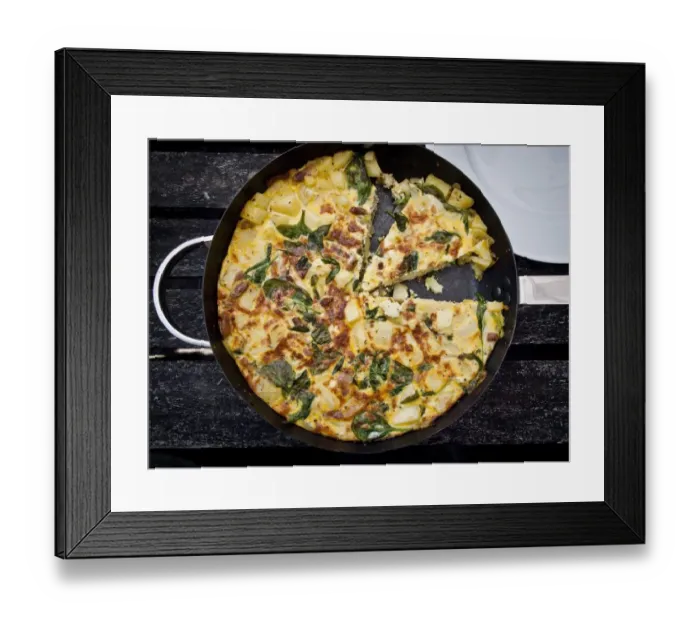 Framed Print : Prawn and spinach frittata with aluminium foil being wrapped fro a picnic Framed Print : Prawn and spinach frittata with aluminium foil being wrapped fro a picnic