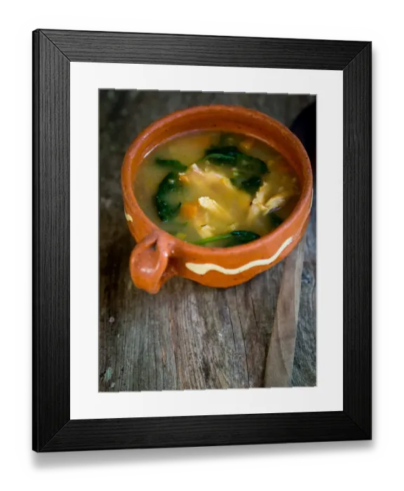 Framed Print : Complete meal soup of chicken, chorizo sausage and vegetables with brown rice, lentils Framed Print : Complete meal soup of chicken, chorizo sausage and vegetables with brown rice, lentils