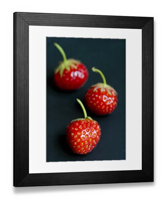 Framed Print : Black plate with red strawberries credit: Marie-Louise Avery  /  thePictureKitchen