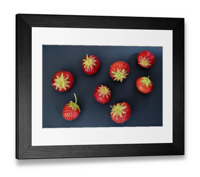 Framed Print : Black plate with red strawberries credit: Marie-Louise Avery / thePictureKitchen Framed Print : Black plate with red strawberries credit: Marie-Louise Avery / thePictureKitchen