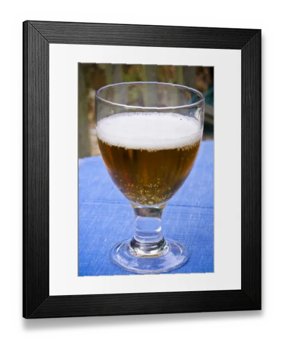 Framed Print : Glass of beer outside on summer evening credit: Marie-Louise Avery / thePictureKitchen Framed Print : Glass of beer outside on summer evening credit: Marie-Louise Avery / thePictureKitchen