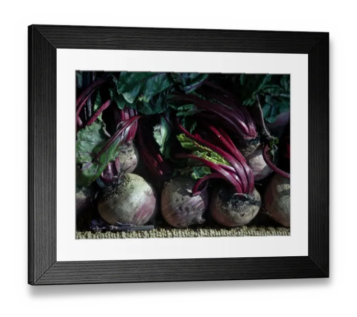 Framed Print : Fresh whole raw beetroot for sale in box outside traditional greengrocers shop credit