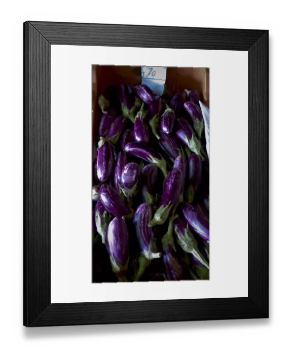 Framed Print : Aubergines on sale in roadside farm stall, southern Cyprus. credit: Marie-Louise Framed Print : Aubergines on sale in roadside farm stall, southern Cyprus. credit: Marie-Louise