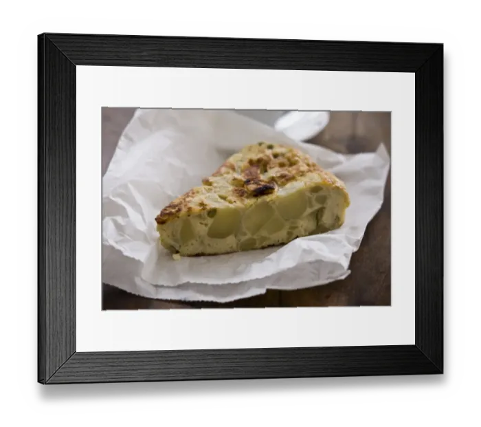 Framed Print : Potato Tortilla 250gm cooked potatoes (still firm) 1 onion, sliced 1 clove garlic Framed Print : Potato Tortilla 250gm cooked potatoes (still firm) 1 onion, sliced 1 clove garlic