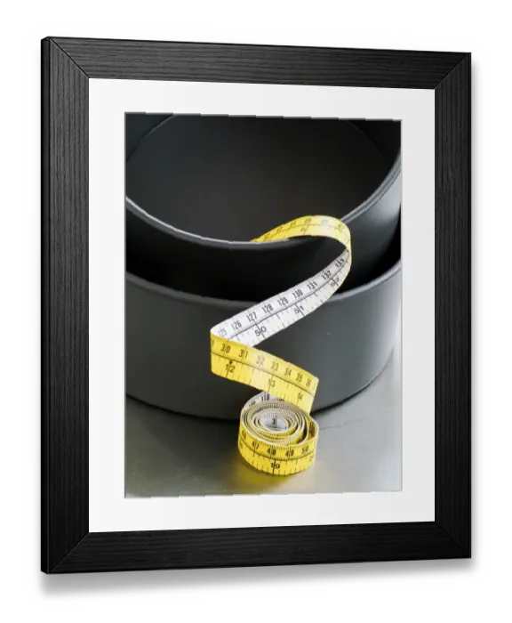 Framed Print : Cake tins and tape measure credit: Marie-Louise Avery / thePictureKitchen / TopFoto Framed Print : Cake tins and tape measure credit: Marie-Louise Avery / thePictureKitchen / TopFoto