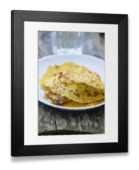 Framed Print : Mexican corn pancakes stacked on white plate credit: Marie-Louise Avery / thePictureKitchen Framed Print : Mexican corn pancakes stacked on white plate credit: Marie-Louise Avery / thePictureKitchen