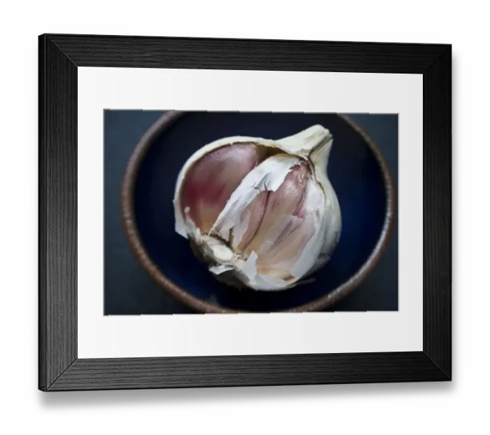 Framed Print : Single bulb of garlic broken open in small bowl credit: Marie-Louise Avery / thePictureKitchen Framed Print : Single bulb of garlic broken open in small bowl credit: Marie-Louise Avery / thePictureKitchen