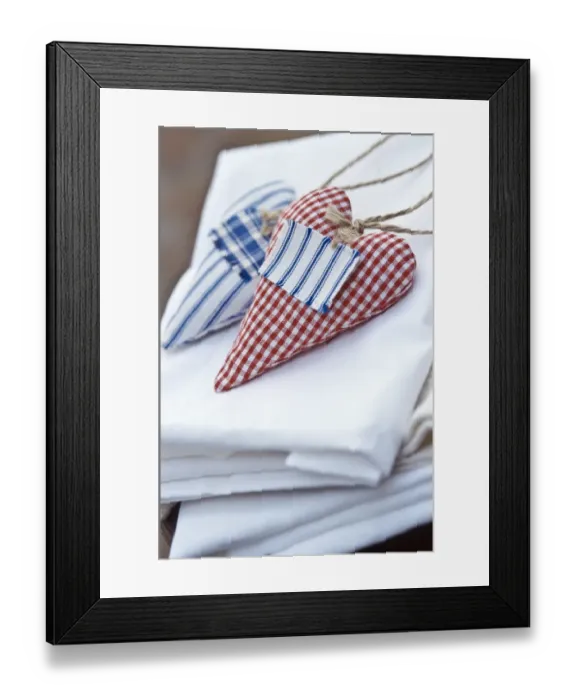 Framed Print : Heart shaped lavender bags to scent linen credit: Marie-Louise Avery / thePictureKitchen Framed Print : Heart shaped lavender bags to scent linen credit: Marie-Louise Avery / thePictureKitchen