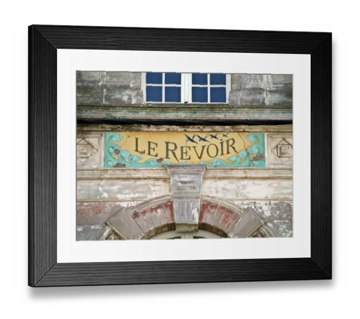 Framed Print : Le Revoir - painted name on facade of house in Wimereux, Pas de Calais, France credit Framed Print : Le Revoir - painted name on facade of house in Wimereux, Pas de Calais, France credit