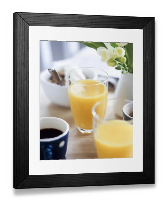 Framed Print : Orange juice as part of a light healthy breakfast credit: Marie-Louise Avery  / 
