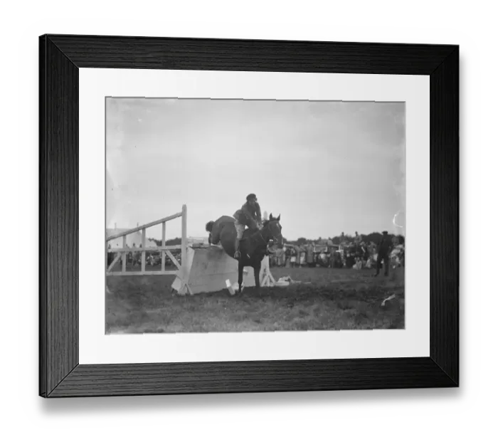 Framed Print : A horse show in Westerham, Kent. The show jumping competition. 1936 Framed Print : A horse show in Westerham, Kent. The show jumping competition. 1936