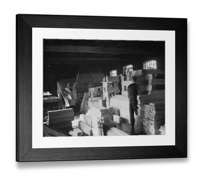 Framed Print : A joiner works on a piece at the G Ellis joinery works in Hackney. 7 April 1938 Framed Print : A joiner works on a piece at the G Ellis joinery works in Hackney. 7 April 1938