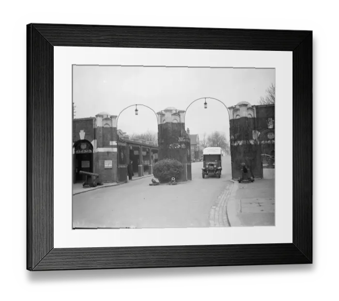 Framed Print : Gillingham Cooperative Society laundry van leaving Chatham Naval Barracks after making Framed Print : Gillingham Cooperative Society laundry van leaving Chatham Naval Barracks after making