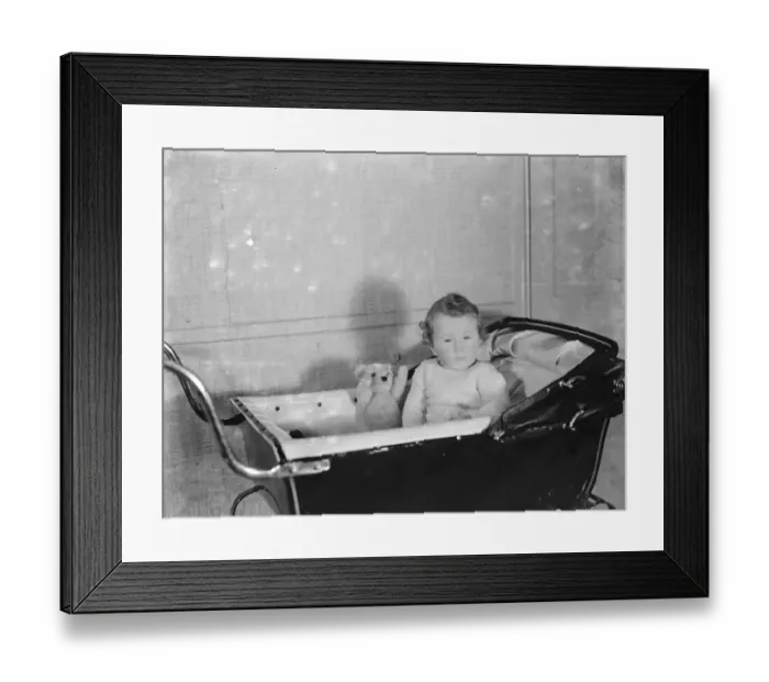 Framed Print : Baby Unwin of Sidcup, in her pram. 1937 Framed Print : Baby Unwin of Sidcup, in her pram. 1937