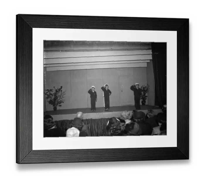 Framed Print : Children performing on stage in Eynsford, Kent. 1938