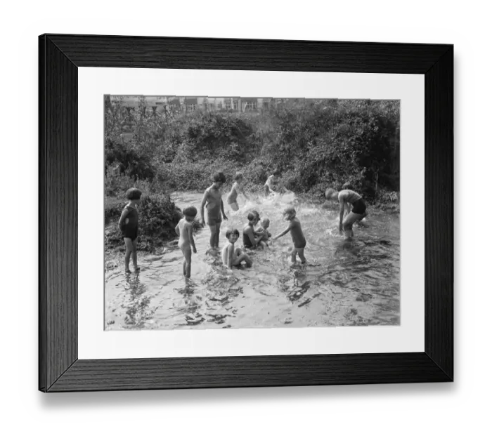 Framed Print : Children enjoying the paddling pool in St Mary Cray, Kent. 1936