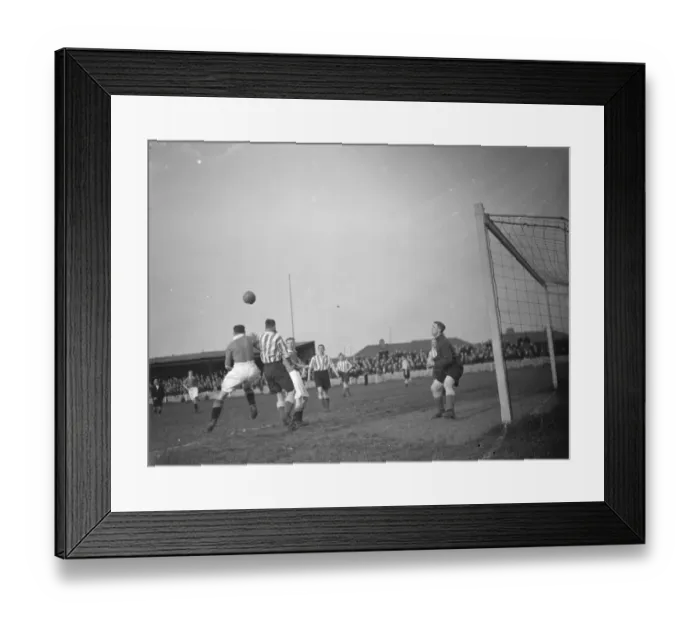 Framed Print : Dartford versus Charlton, football. Goal mouth action. 1937 Framed Print : Dartford versus Charlton, football. Goal mouth action. 1937