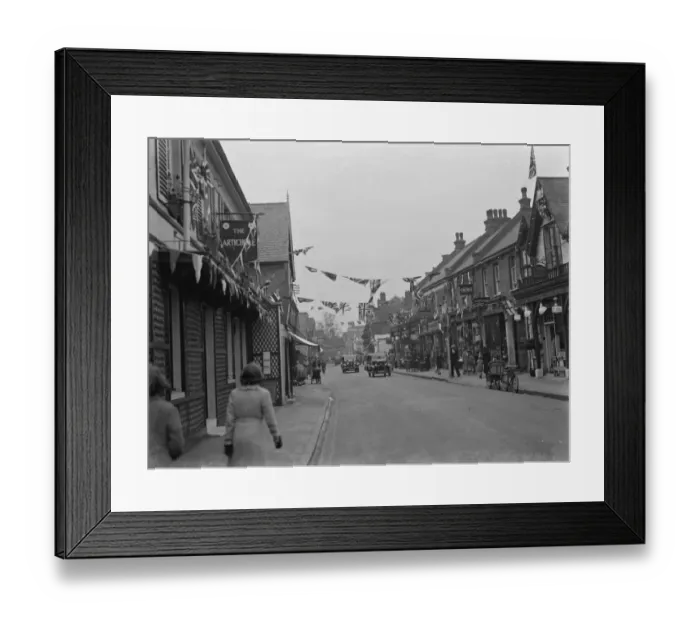Framed Print : Coronation decorations in Orpington, Kent, to celebrate the coronation of King Framed Print : Coronation decorations in Orpington, Kent, to celebrate the coronation of King